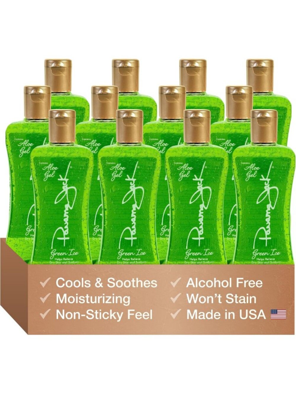 Panama Jack Green Ice Aloe Vera Gel, 8 OZ (Pack of 12)